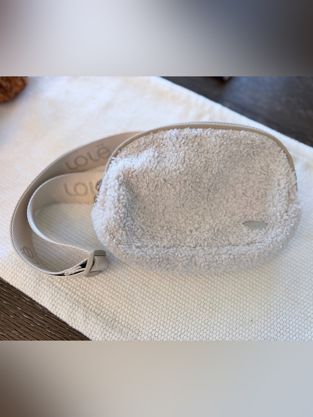 Lolë Fleece Belt Bag, Cream Sherpa, Crossbody/Waist Bag